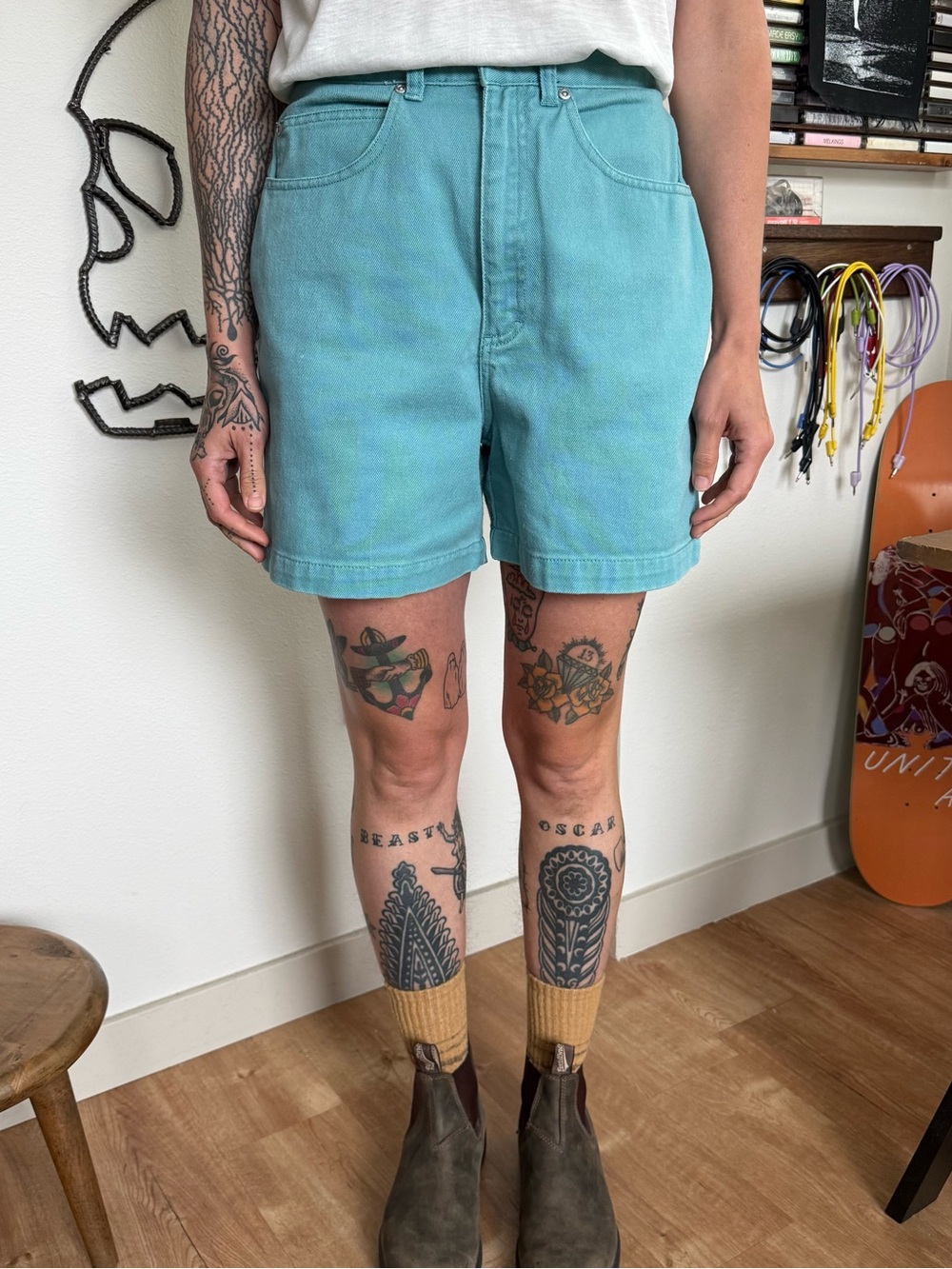 Vintage 90s Light Blue Denim High Waisted Shorts ~ Size 27" / Small